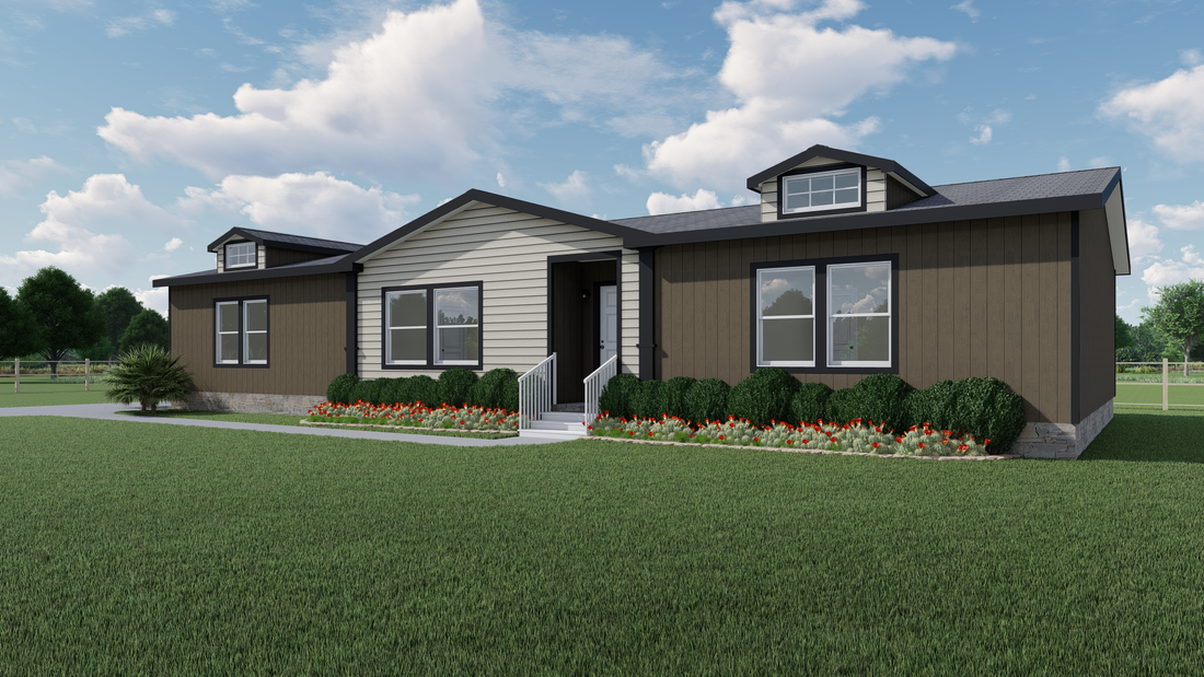 The K3066A Exterior. This Manufactured Mobile Home features 3 bedrooms and 2 baths.