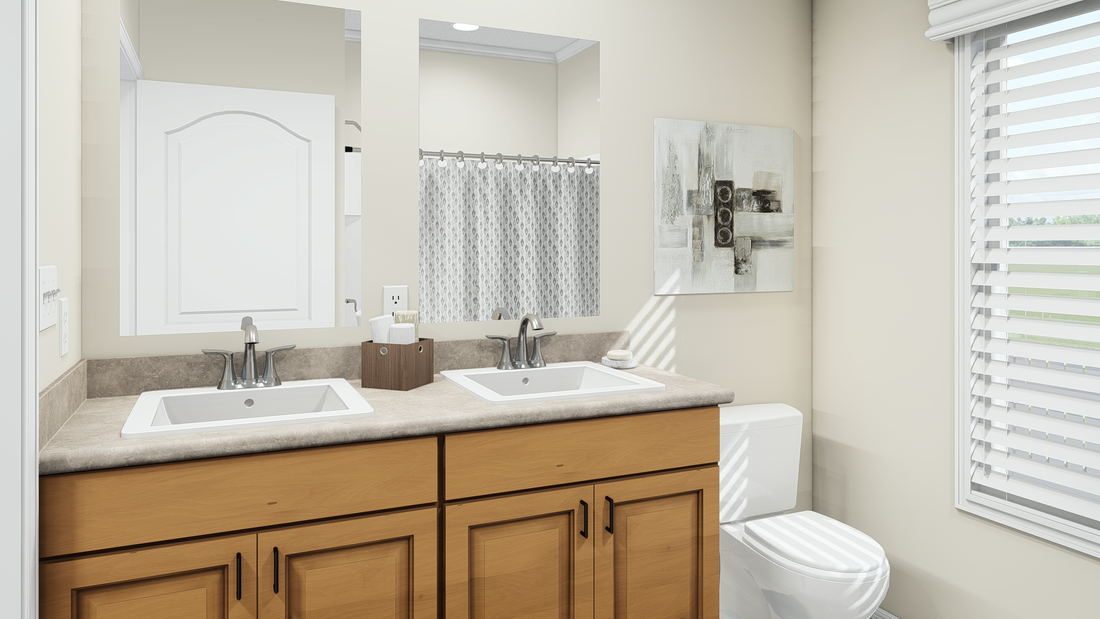 The K2760B Guest Bathroom. This Manufactured Mobile Home features 4 bedrooms and 2 baths.