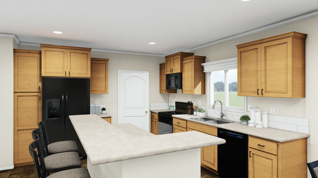 The K2760B Kitchen. This Manufactured Mobile Home features 4 bedrooms and 2 baths.