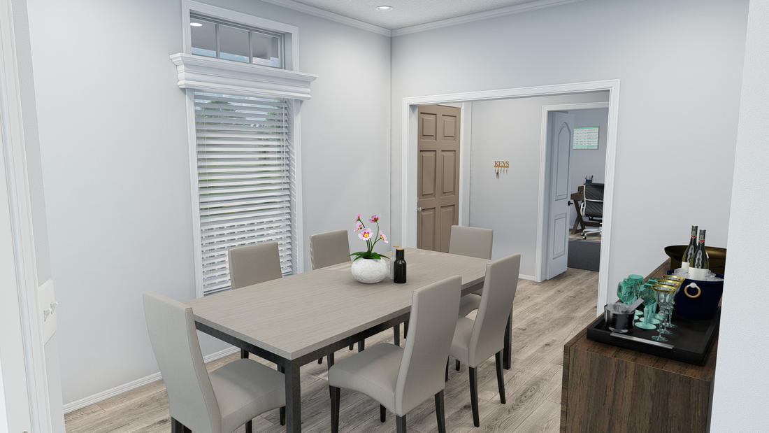 The SUM3076A Dining Room. This Manufactured Mobile Home features 4 bedrooms and 2.5 baths.