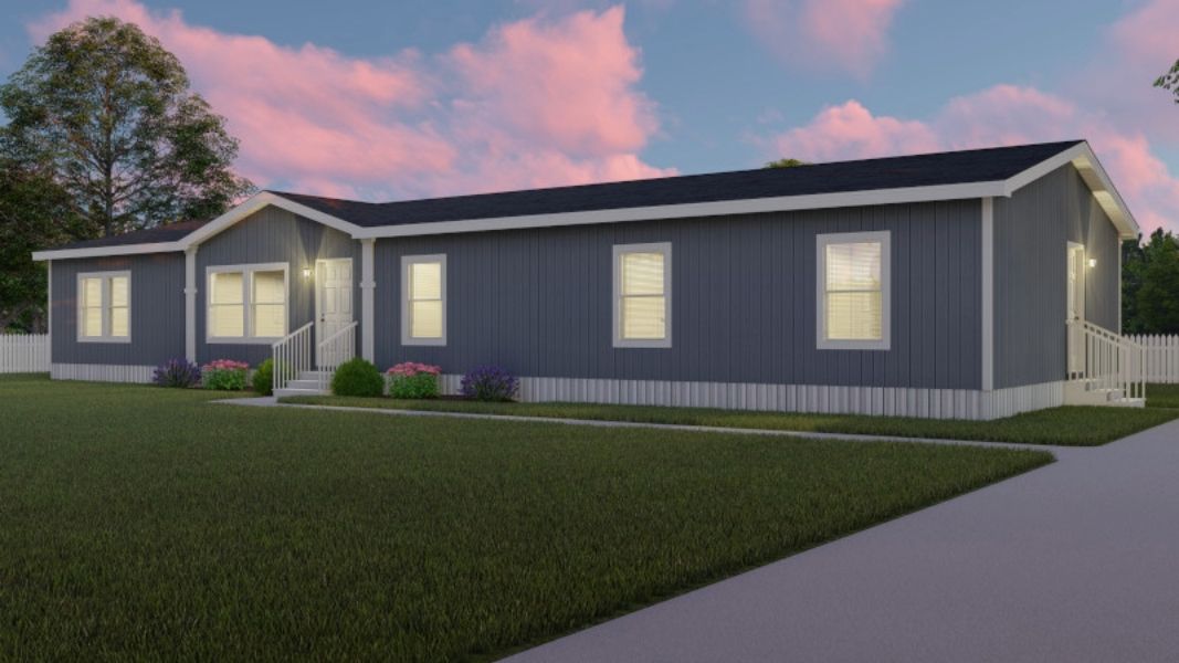 The THE WAVE Exterior. This Manufactured Mobile Home features 4 bedrooms and 2 baths.