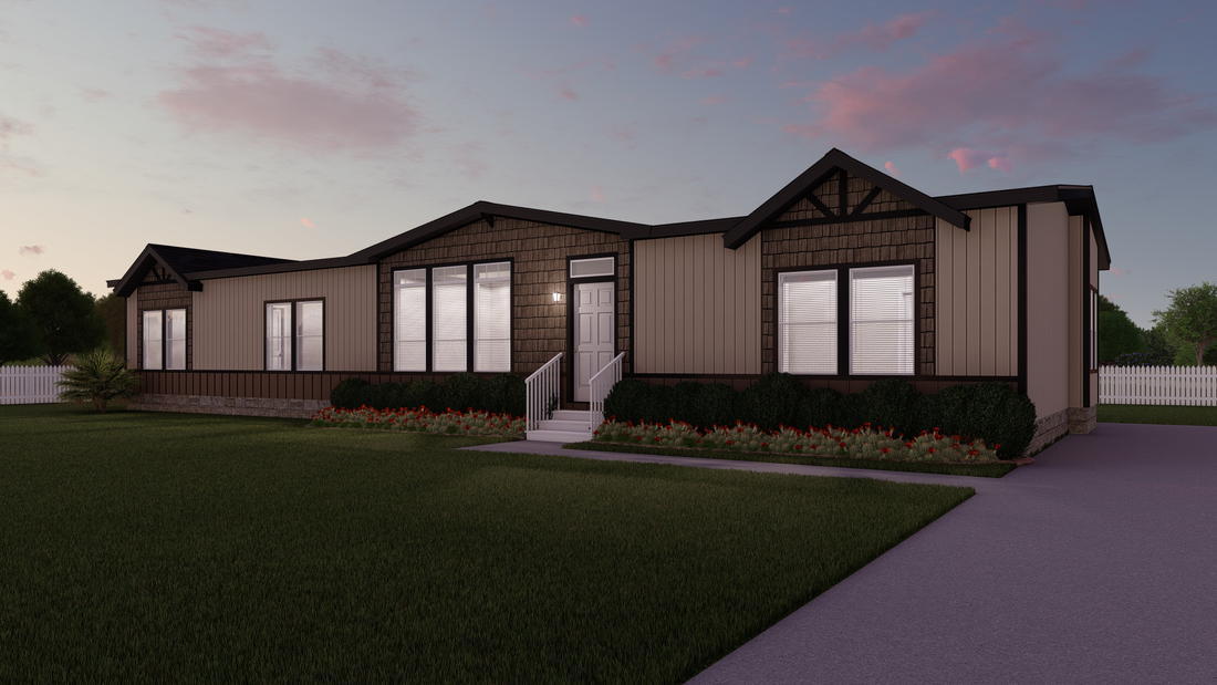 The EDGEWOOD Exterior. This Manufactured Mobile Home features 3 bedrooms and 2 baths.
