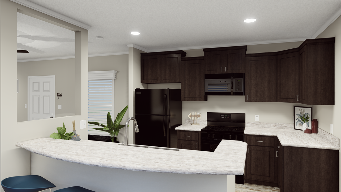 The K1668A Kitchen. This Manufactured Mobile Home features 2 bedrooms and 2 baths.